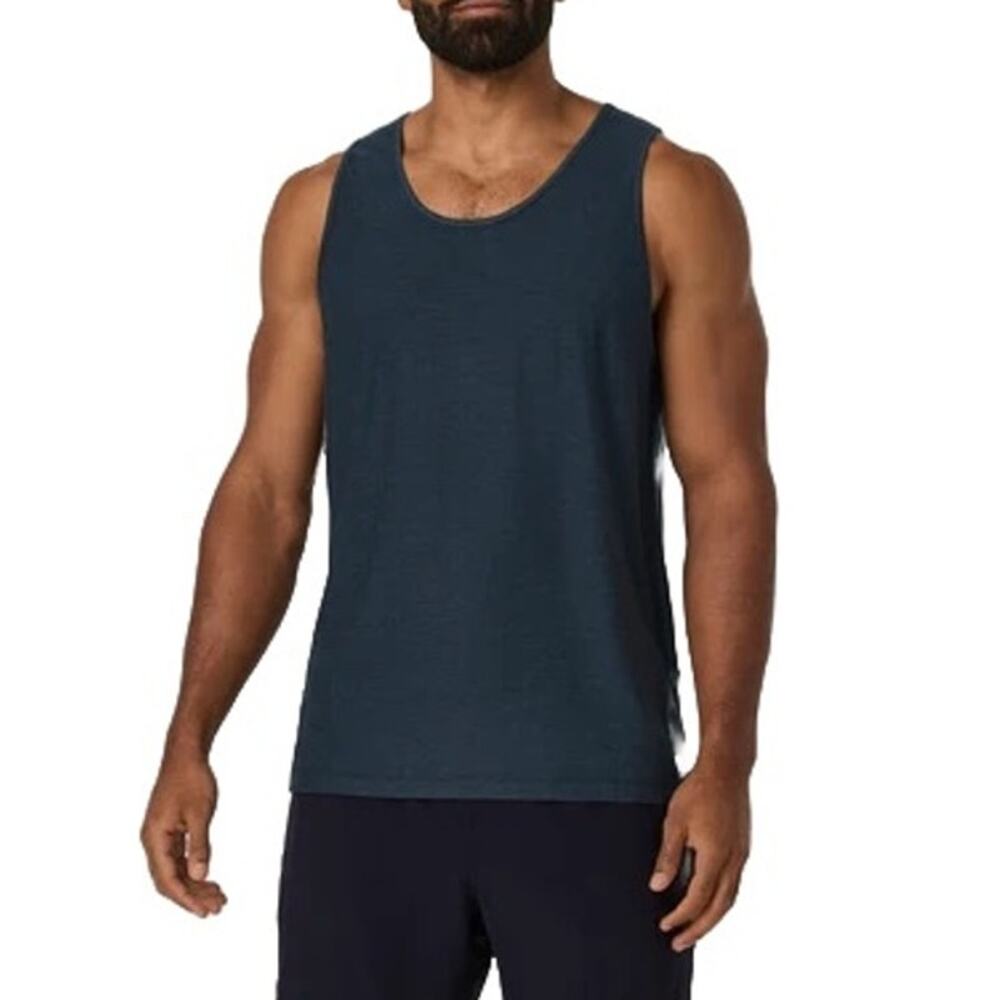 Men's Vuori Navy Heather Sleeveless Athletic Strato Tech Tank Top